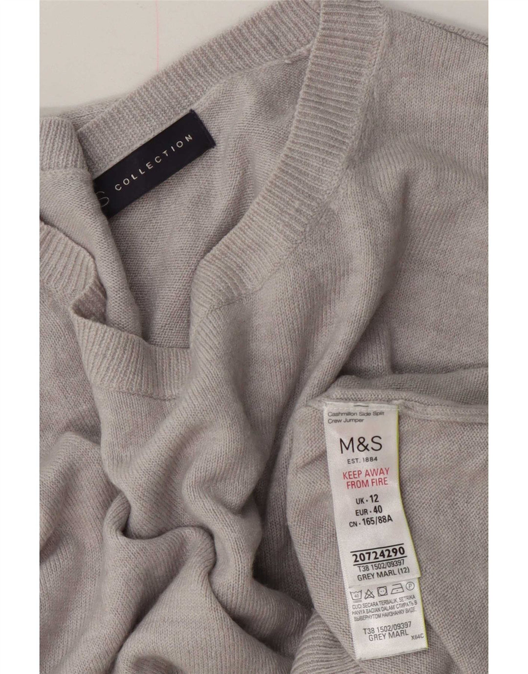 Marks & Spencer Womens Crew Neck Jumper Sweater UK 12 Medium Grey