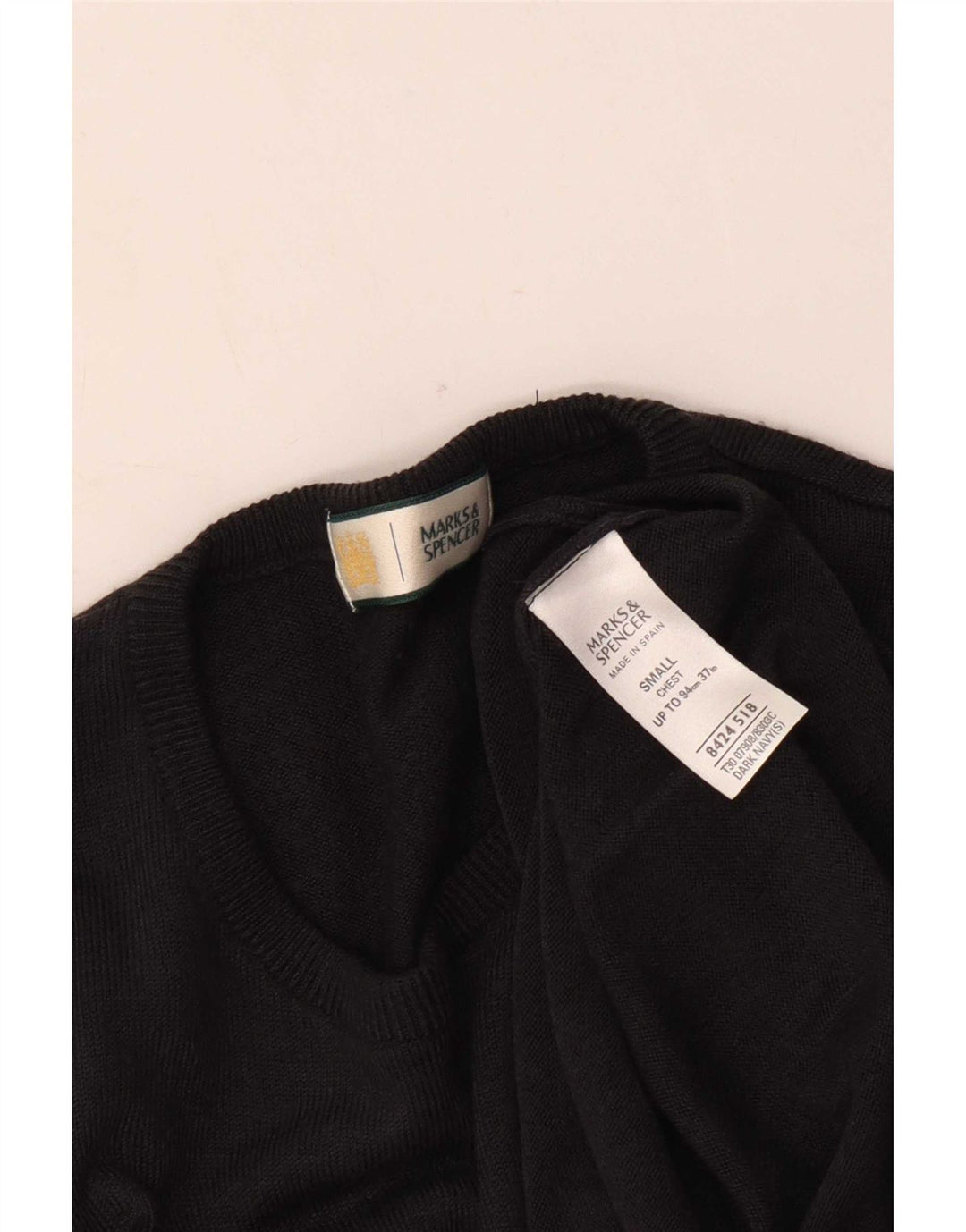 Maglione maglione girocollo da uomo Marks & Spencer piccolo acrilico blu navy