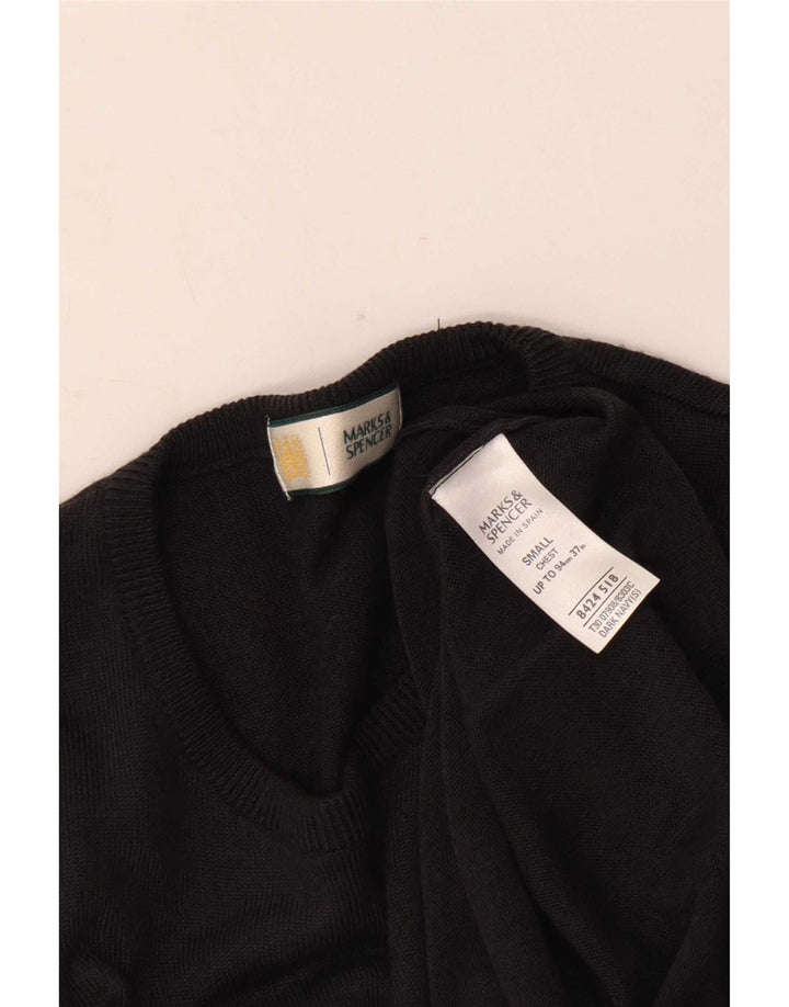 Maglione maglione girocollo da uomo Marks & Spencer piccolo acrilico blu navy