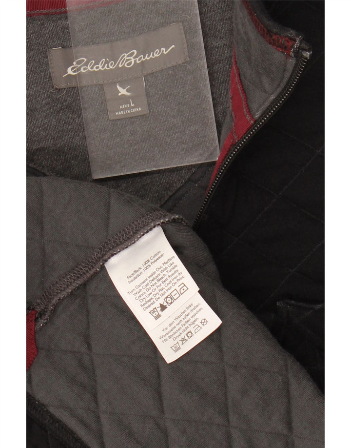 Eddie Bauer Herre Zip Neck Sweatshirt Jumper Stor Sort Bomuld