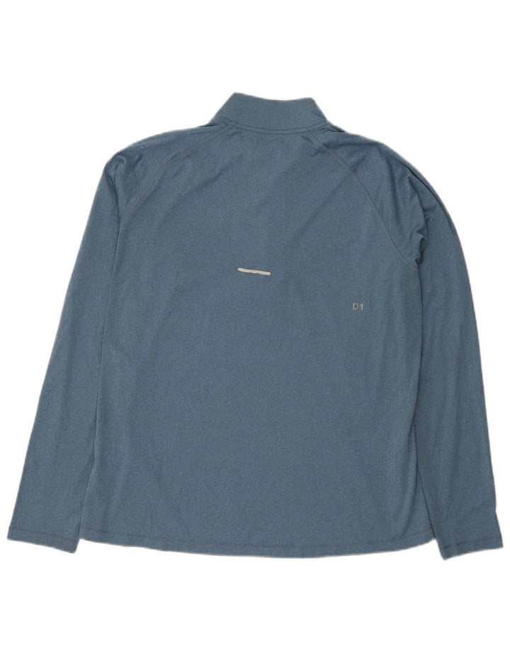 Asics Herren-Pullover-Trainingsanzugoberteil mit Reißverschluss und Halsausschnitt, großes, blaues Polyester