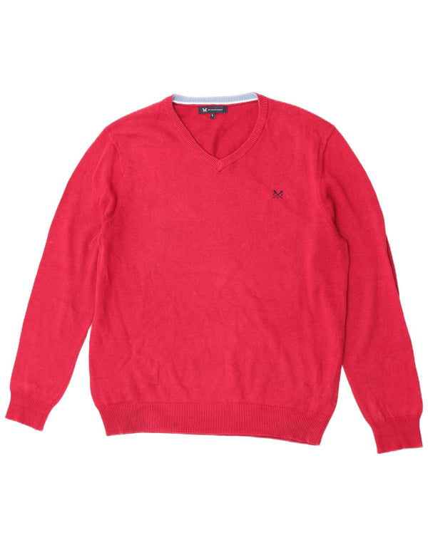 Crew Clothing Mens V-Neck Jumper Sweater Large Red Cotton