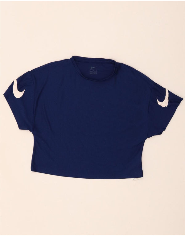 Nike Girls Crop Graphic T-Shirt Top 12-13 år Stor marineblå polyester