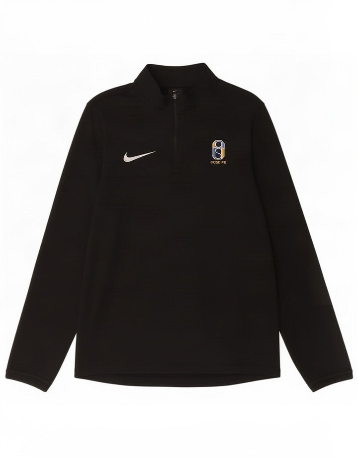 Nike Mens Zip Neck Pullover Tracksuit Top Small Black Polyester