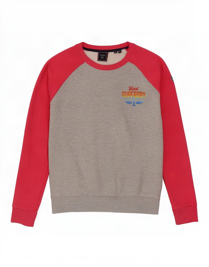 Superdry Damen-Sweatshirt in Übergröße, Gr. 10, Größe S, Grau, Farbblock