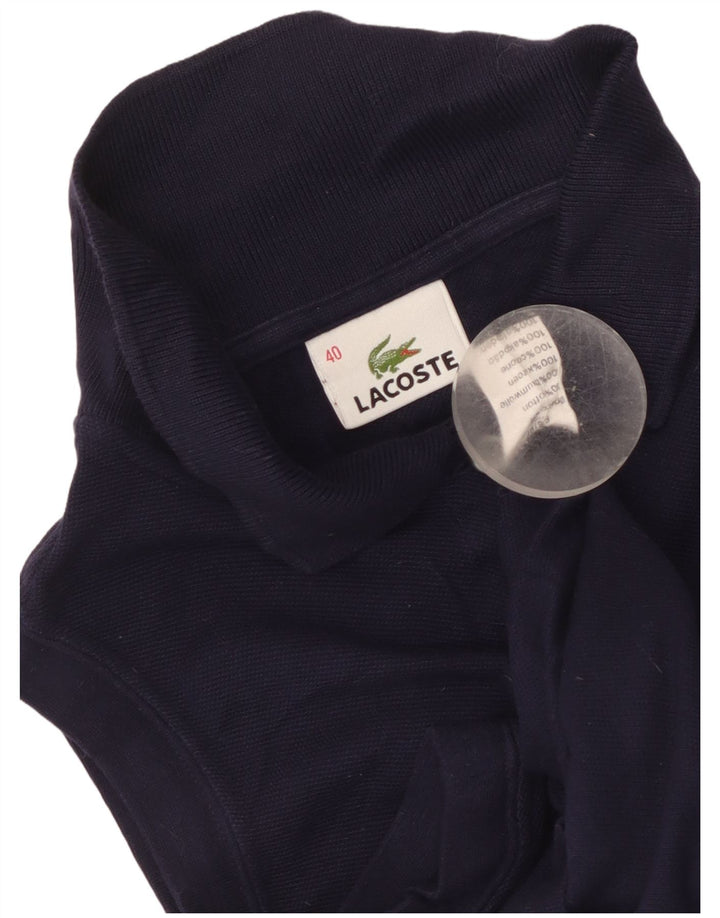 Lacoste Womens Sleeveless Polo Shirt Size 40 Medium Navy Blue Cotton