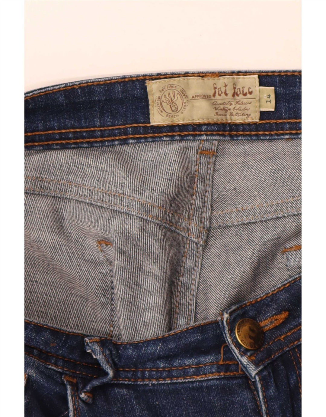 Fat Face Jean slim pour femme UK 14 Large W38 L27 Bleu