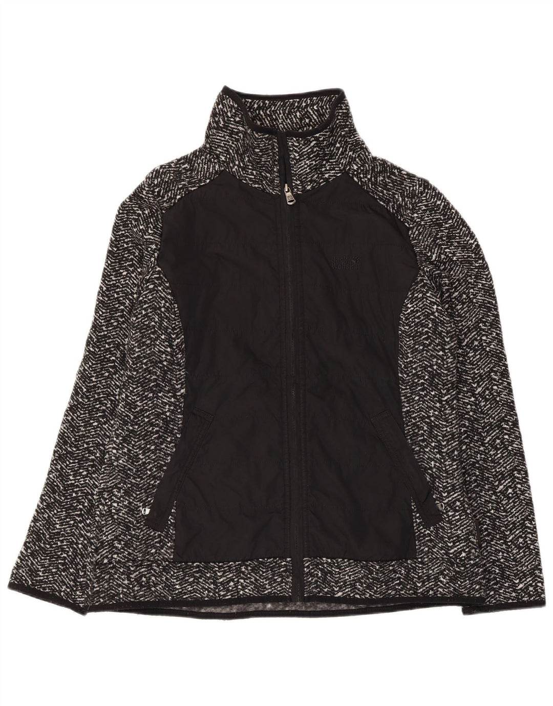 JACK WOLFSKIN Womens Tracksuit Top Jacket UK 14/16 Large Black Herringbone