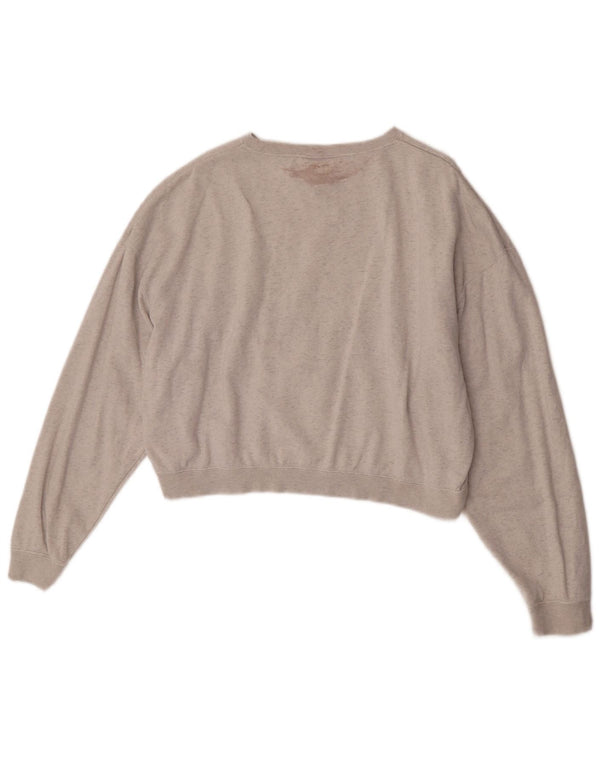 Nike Womens Crop Oversized Sweatshirt Jumper UK 14 Medium Grå Stribet