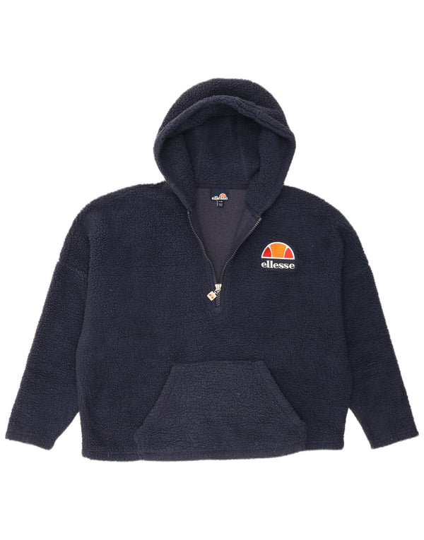 Ellesse Womens Hooded Oversized Fleece Jumper UK 10 Small Navy Blue