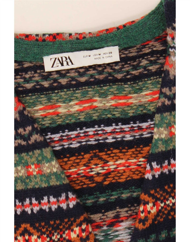 Zara Womens Crop Waistcoat UK 12 Medium Multicoloured Wool