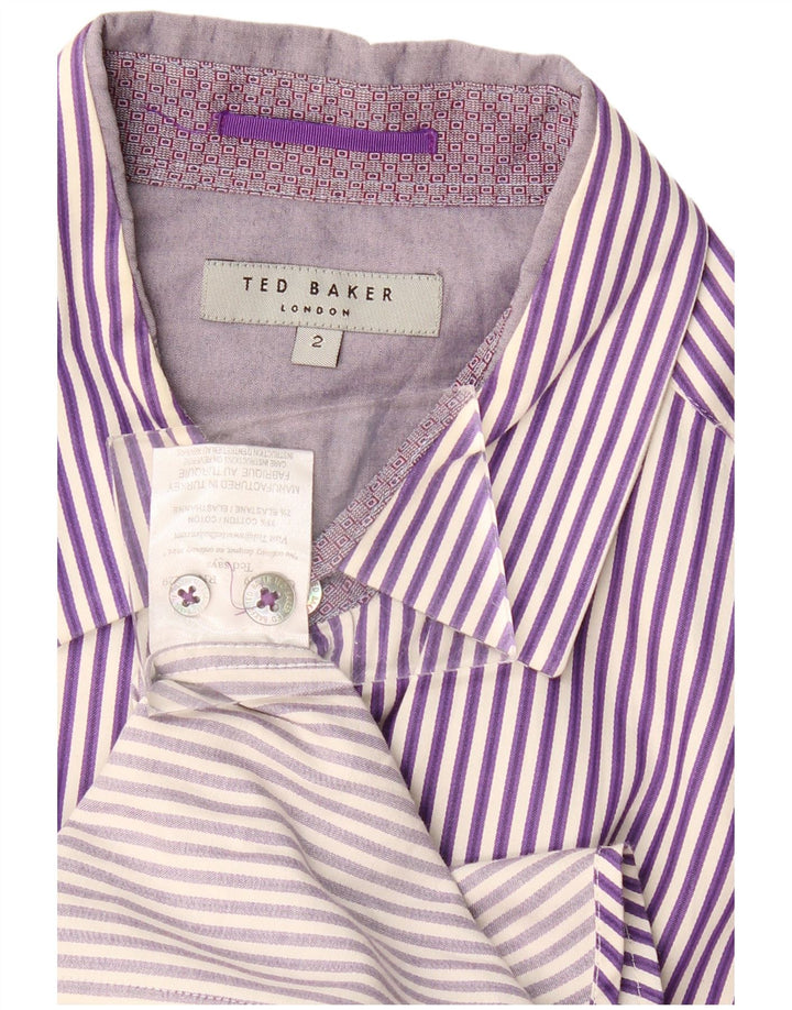 TED BAKER Mens Shirt Size 2 Small Purple Pinstripe Cotton
