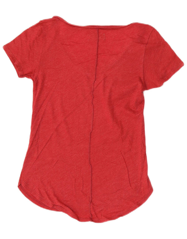 Hollister Womens Graphic T-Shirt Top UK 4 XS Red