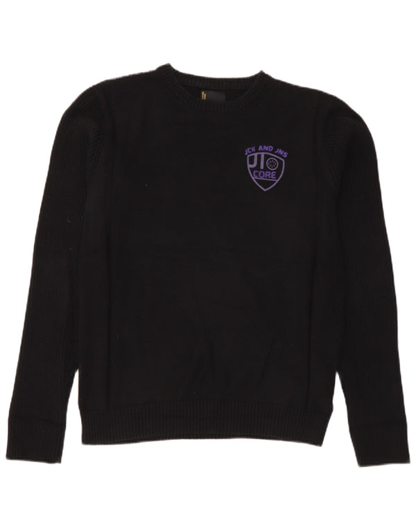 Maglione maglione girocollo con grafica da uomo Jack & Jones grande cotone nero