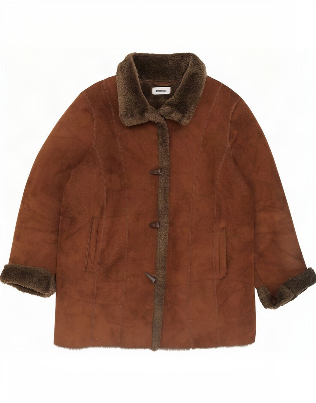 Wallis Dame Oversized Sherpa Overfrakke UK 16 Stor Brun Akryl
