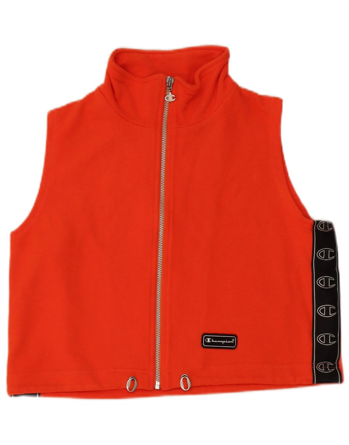 Champion Womens Crop Graphic Tracksuit Top Jacket UK 14 Large Orange