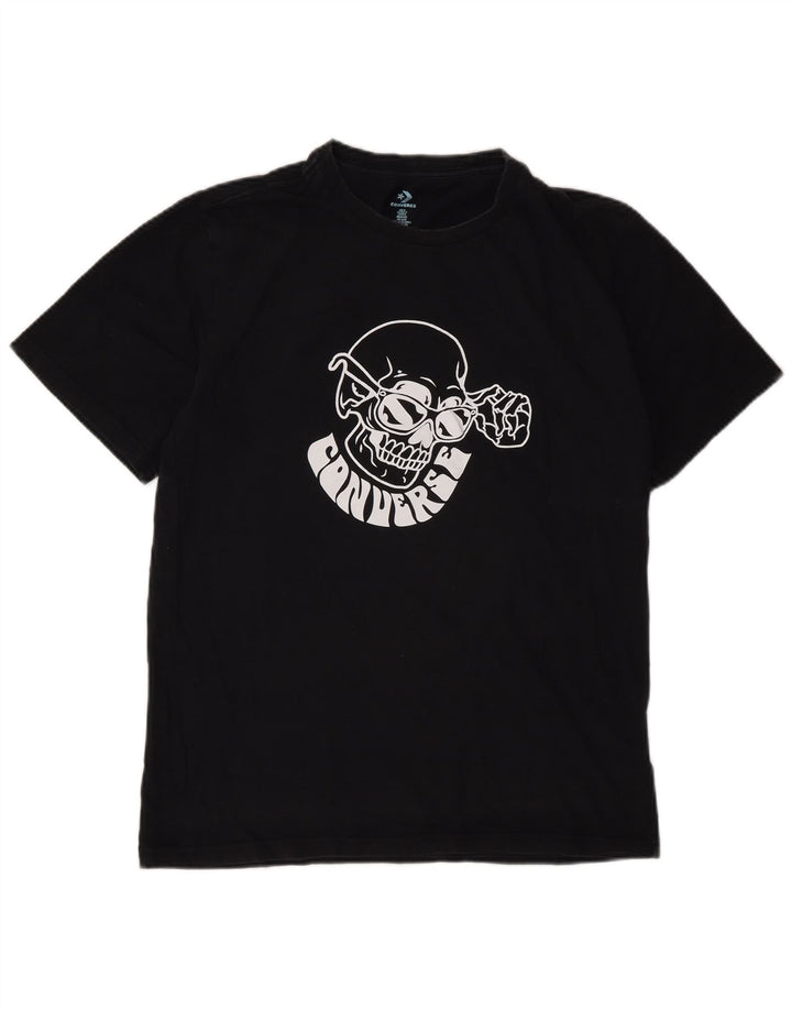 T-shirt grafica da uomo Converse Top piccola in cotone nero