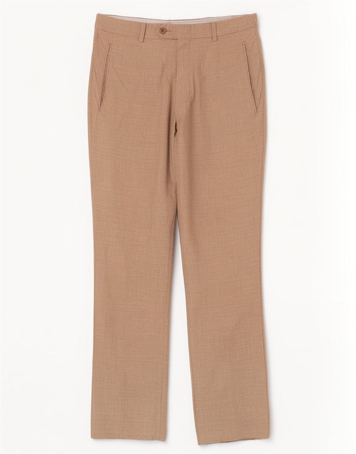 Vintage Mens Straight Suit Trousers W32 L30 Beige