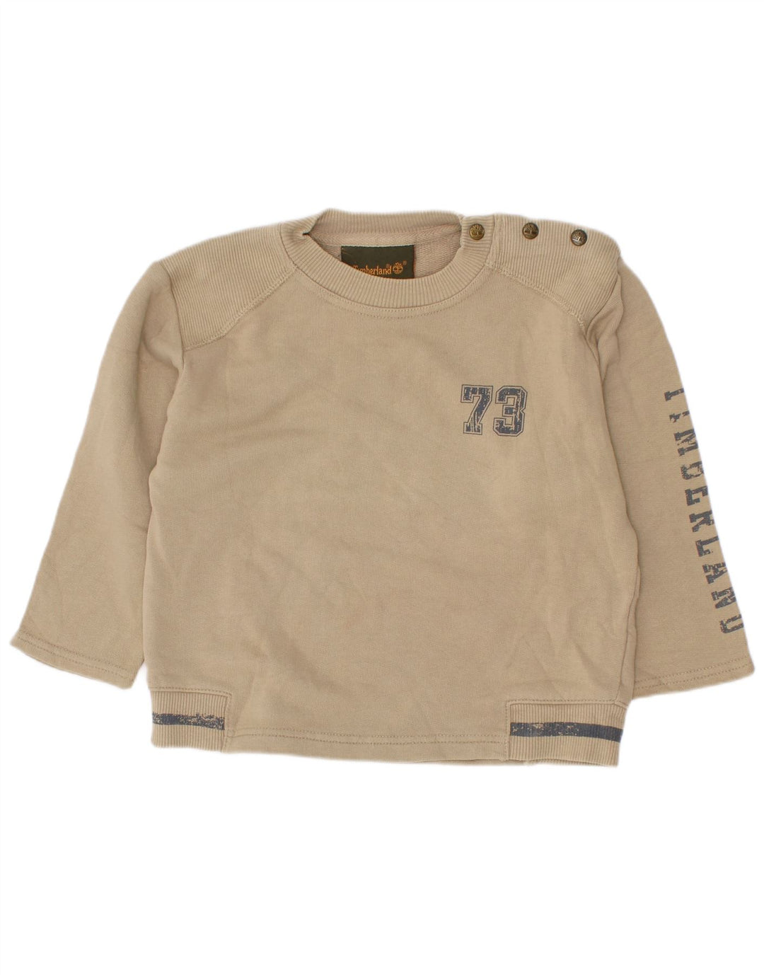 Timberland Boys Graphic Sweatshirt Jumper 2-3 Years Beige Cotton