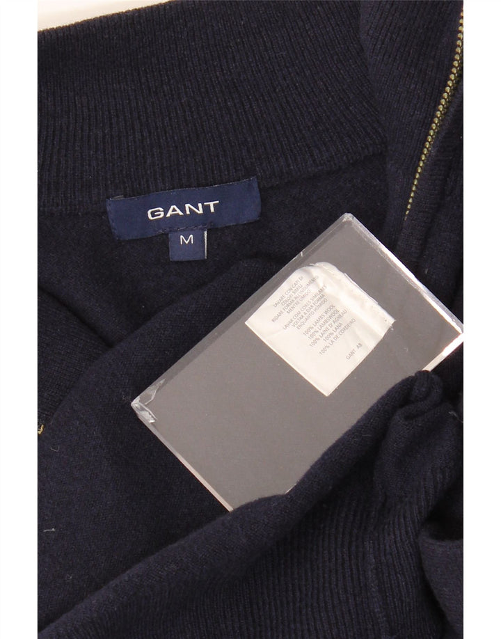 GANT Mens Zip Neck Jumper Sweater Medium Navy Blue Lambswool