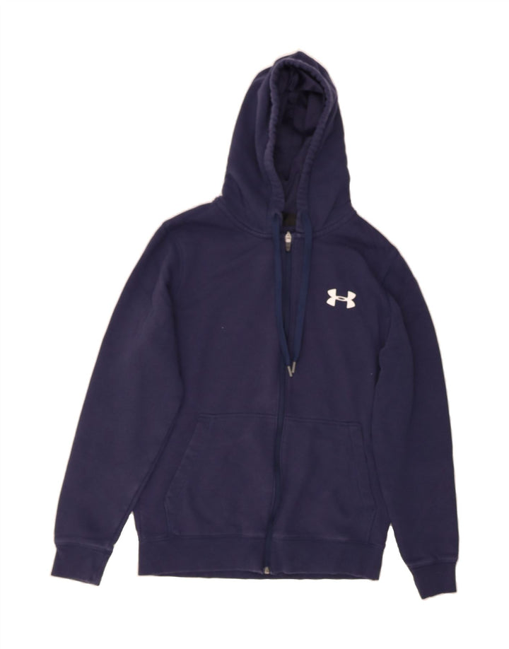 UNDER ARMOUR Mens Cold Gear Zip Hoodie Sweater Small Navy Blue Polyester Vintage Under Armour and Second-Hand Under Armour from Messina Hembry 