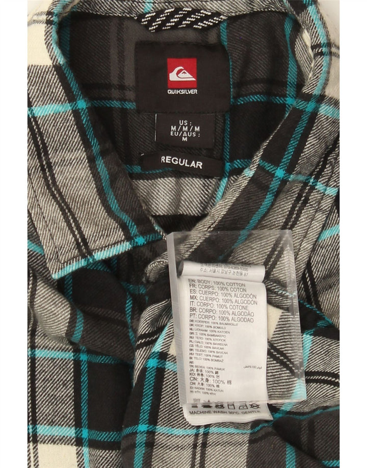 Quiksilver Mens Regular Fit Flannel Shirt Medium Grey Plaid Cotton