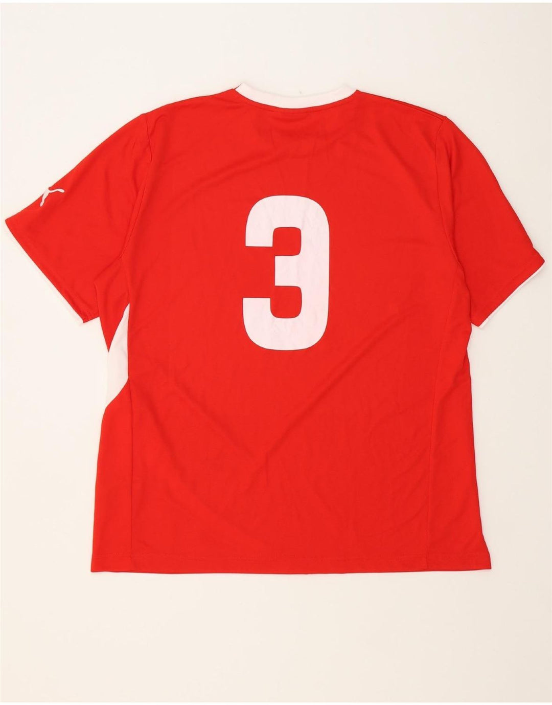PUMA Mens Graphic T-Shirt Top XL Red Colourblock Polyester Vintage Puma and Second-Hand Puma from Messina Hembry 