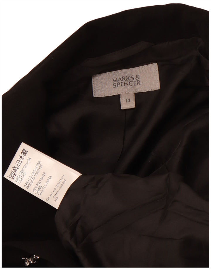 MARKS & SPENCER Womens 2 Button Blazer Jacket UK 14 Medium Black Polyester