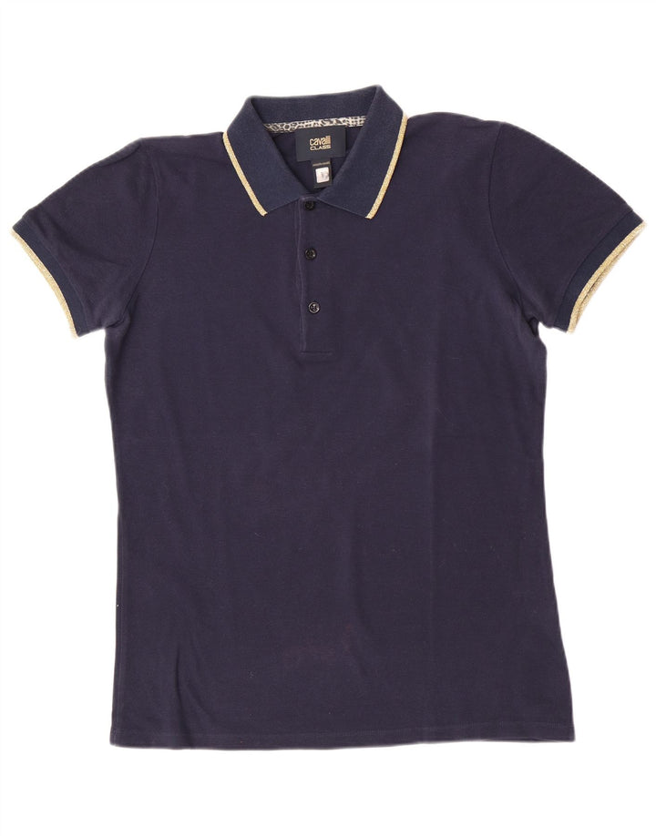 Roberto Cavalli Mens Polo Shirt Small Navy Blue Cotton
