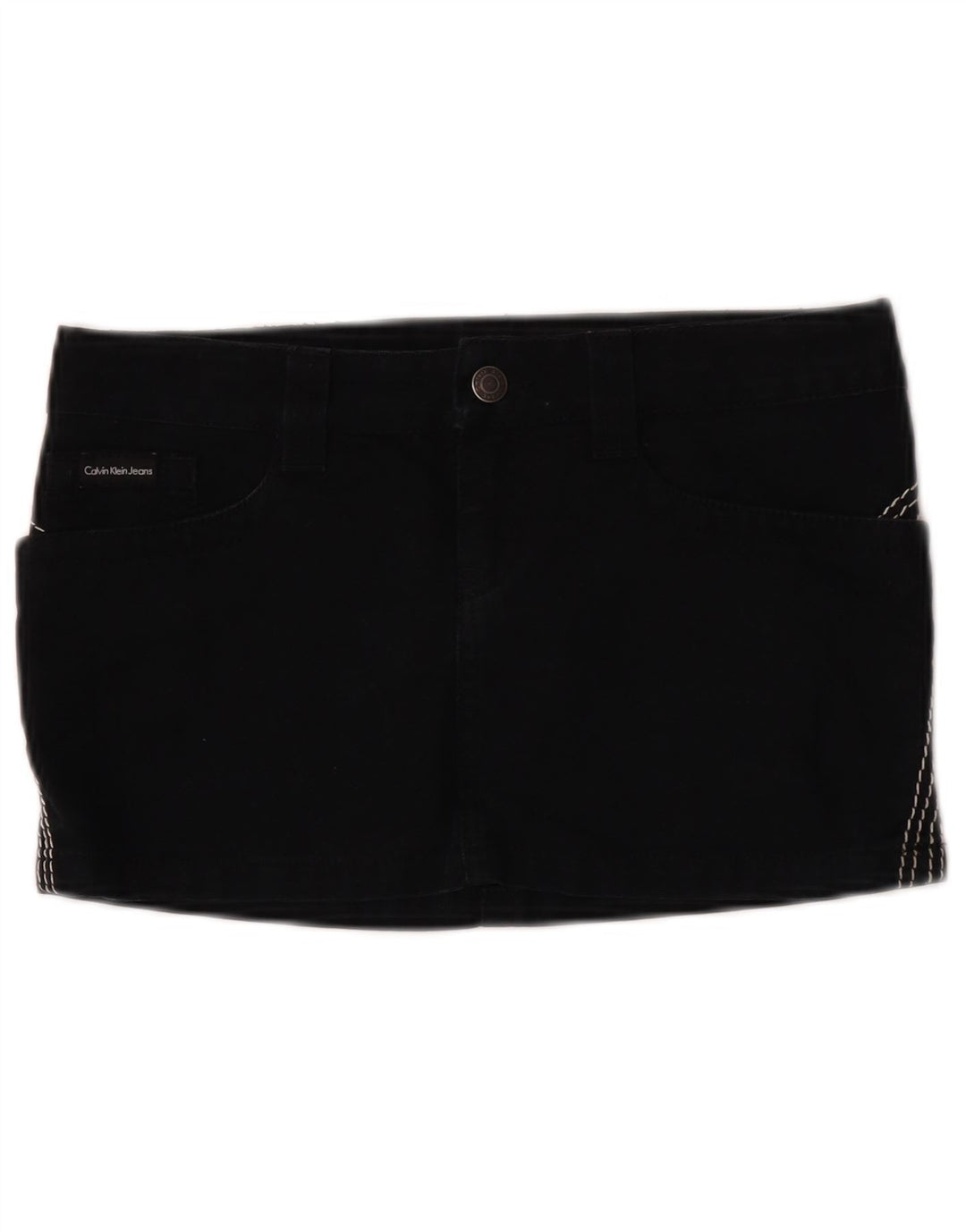 Calvin Klein Dame Mini Denim Nederdel W26 Lille Sort Bomuld