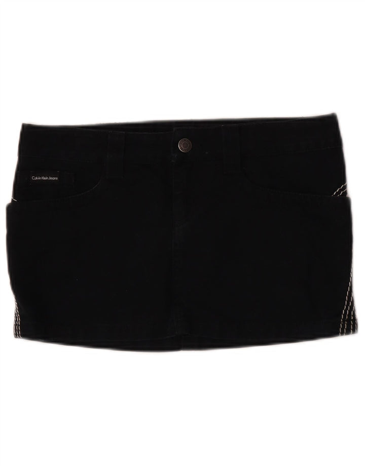 Calvin Klein Dame Mini Denim Nederdel W26 Lille Sort Bomuld