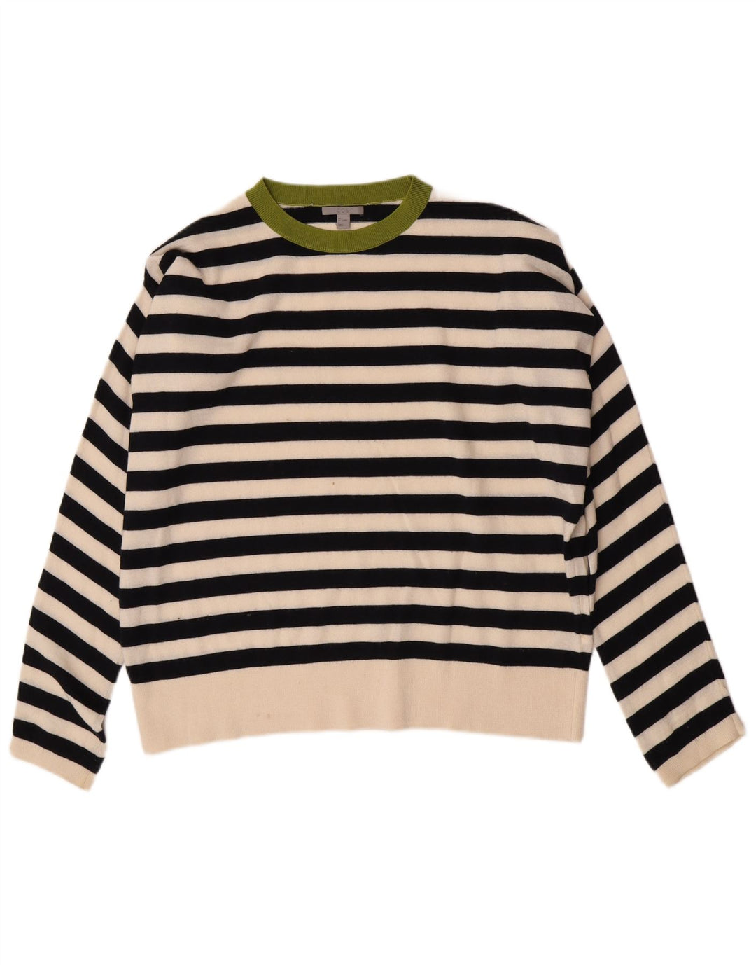 Cos Dame Oversized Crew Neck Jumper Sweater UK 10 Lille sort stribet