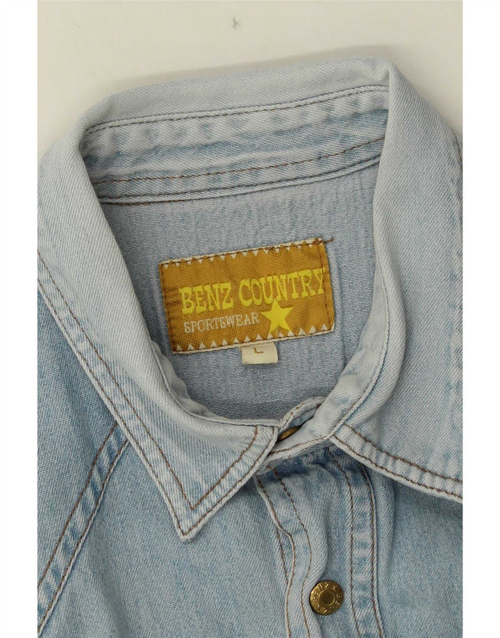 Camicia di jeans vintage da uomo grande blu