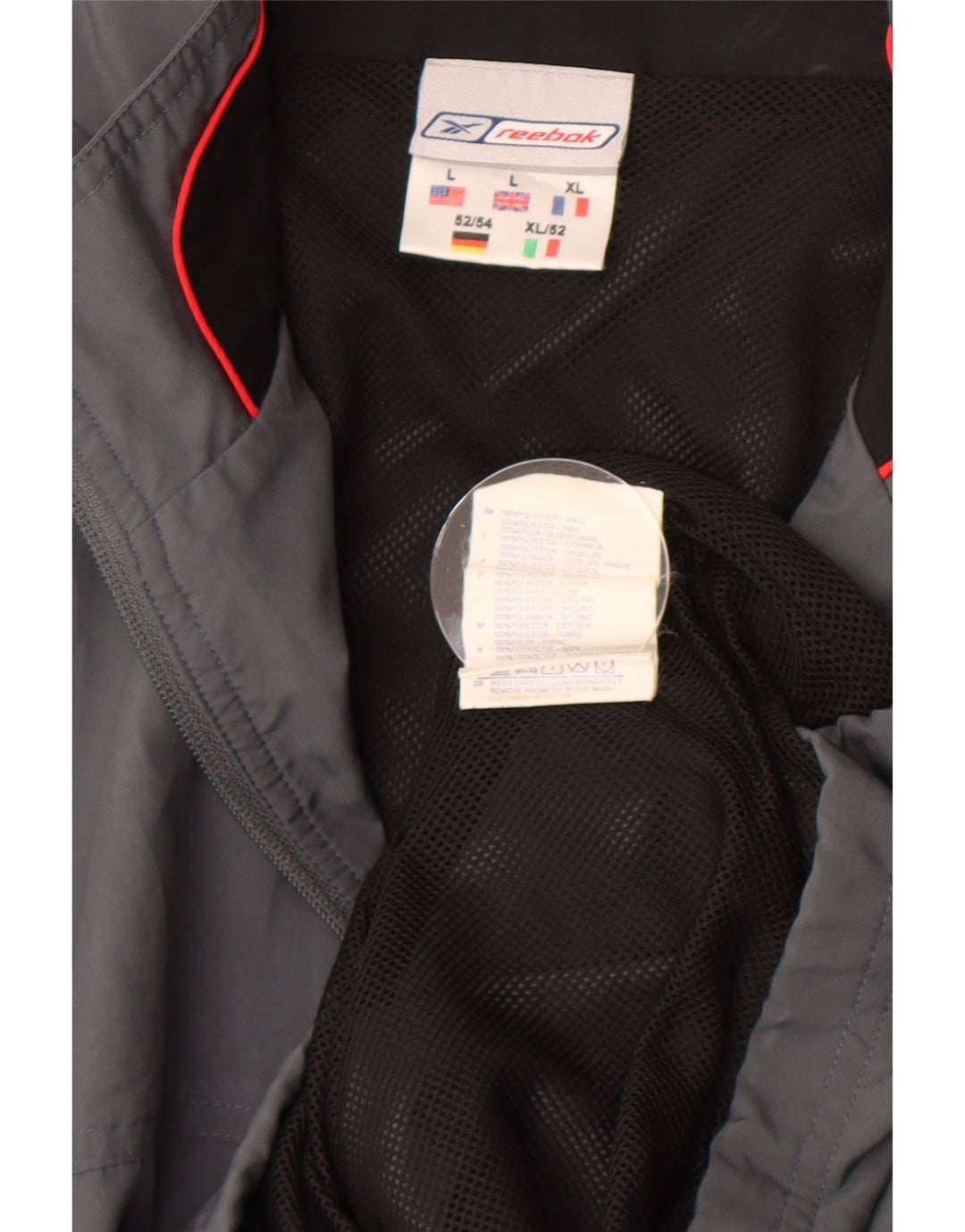 Reebok Regnjakke til mænd UK 40 Large Grå Colourblock Polyester