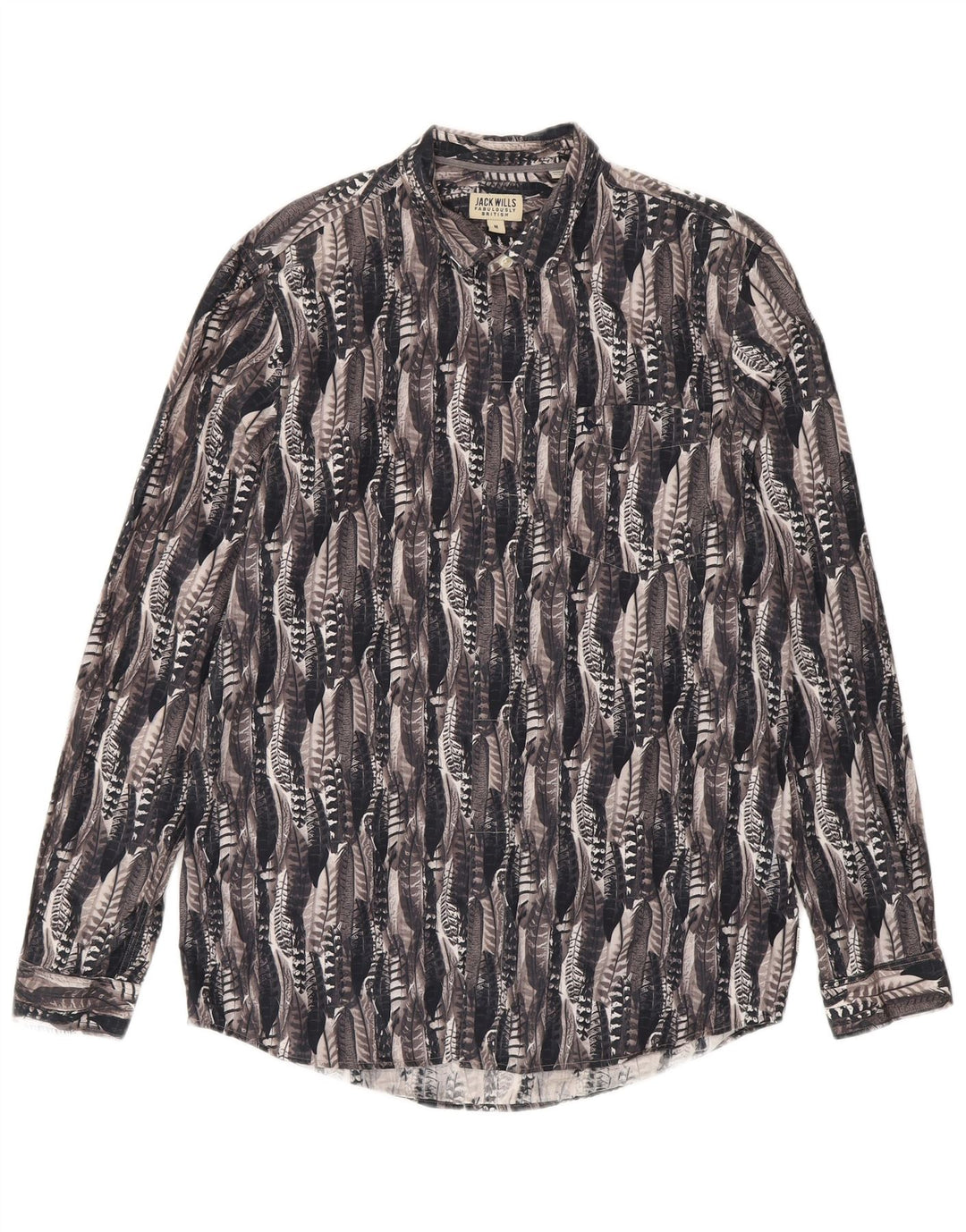 Jack Wills Mens Abstract Pattern Shirt Medium Grey Cotton