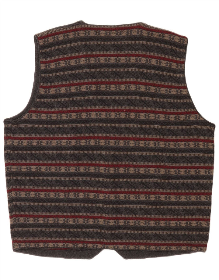 Vintage strik vest til mænd Medium Grey Fair Isle Virgin Wool