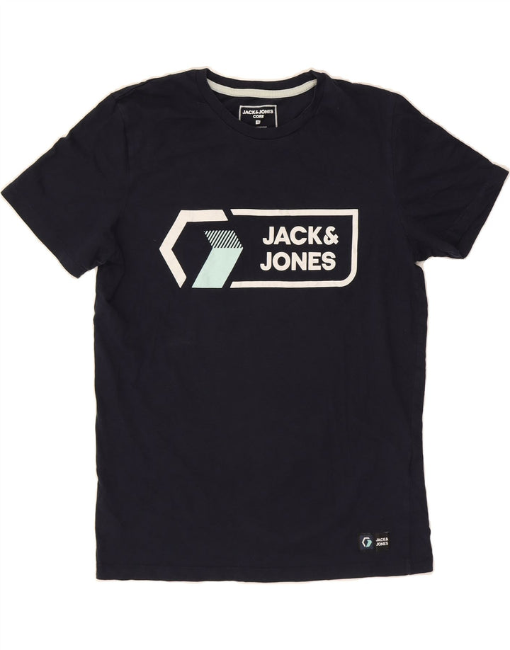 JACK & JONES Mens Graphic T-Shirt Top Medium Navy Blue Cotton Vintage Jack & Jones and Second-Hand Jack & Jones from Messina Hembry 