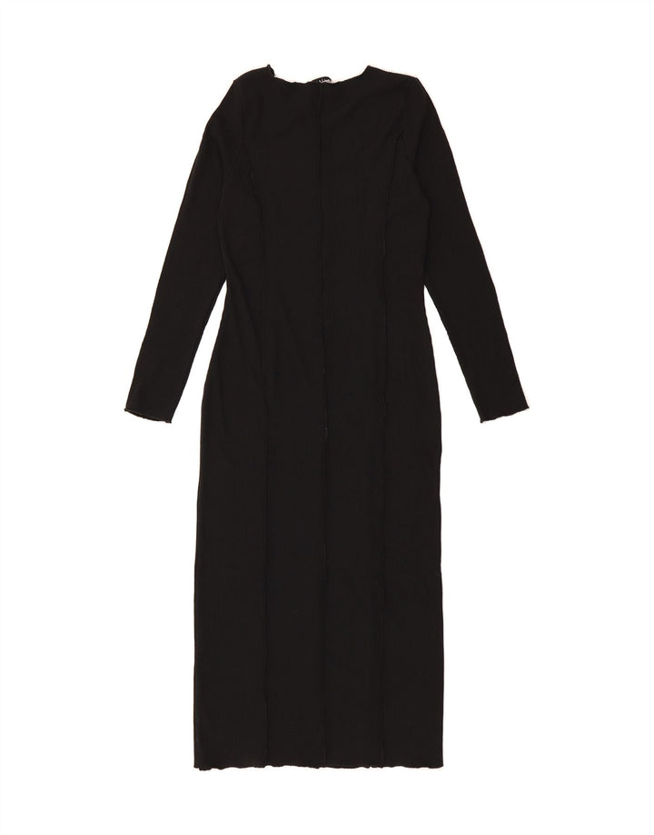 TOPSHOP Womens Long Sleeve Maxi Dress UK 12/14 Medium Black Polyester Vintage Topshop and Second-Hand Topshop from Messina Hembry 
