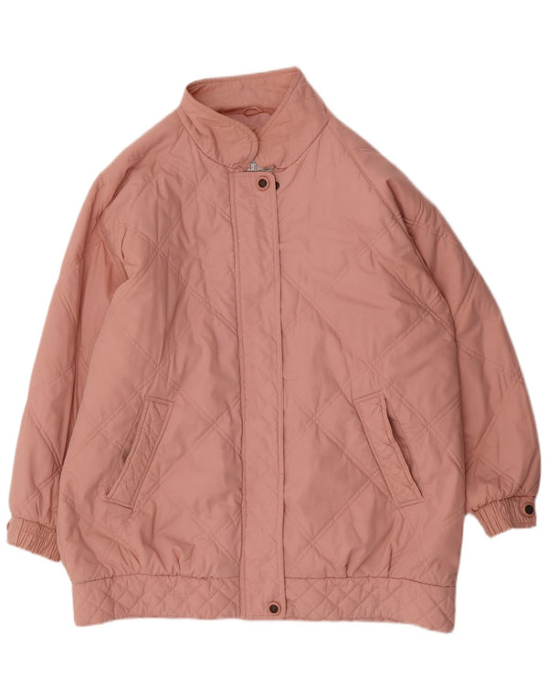 vintage Womens Loose Fit Rembourré Manteau UK 14/16 Grand Polyester Rose