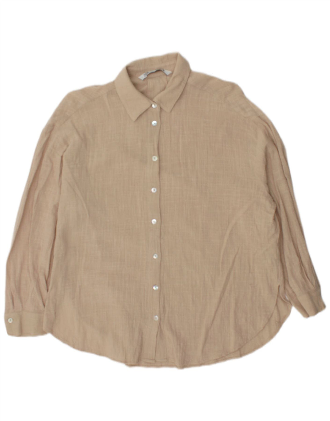 Zara Womens Oversized Shirt UK 6 XS Beige Cotton