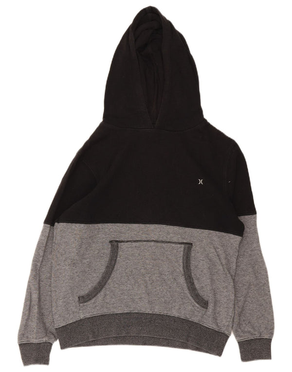 Hurley Boys Hoodie Jumper 13-14 Years Black Colourblock Βαμβακερό