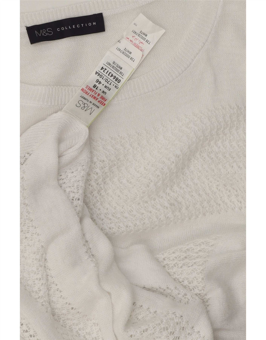 Marks & Spencer Womens Oversized Boat Neck Jumper Sweater UK 18 XL White