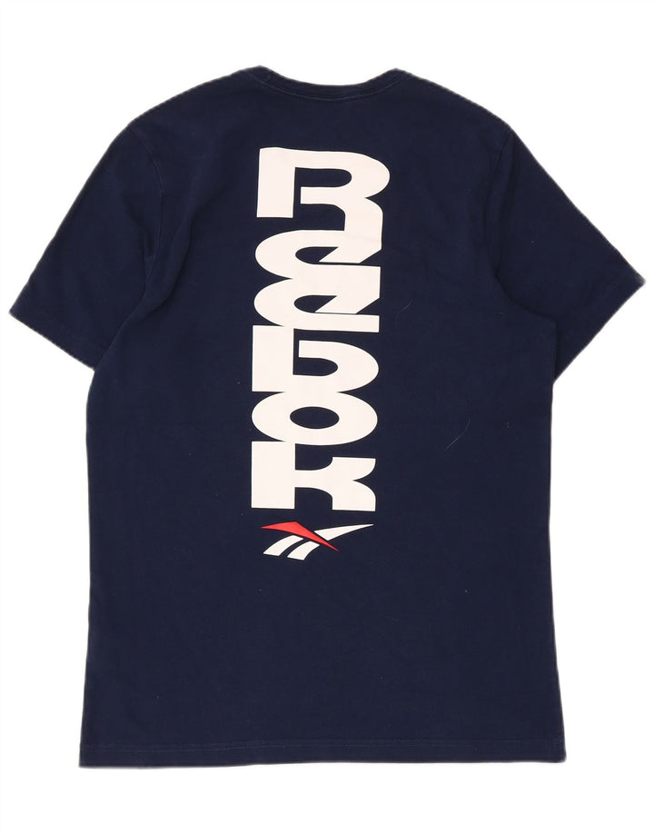 T-shirt grafica da uomo Reebok Top in cotone blu navy medio