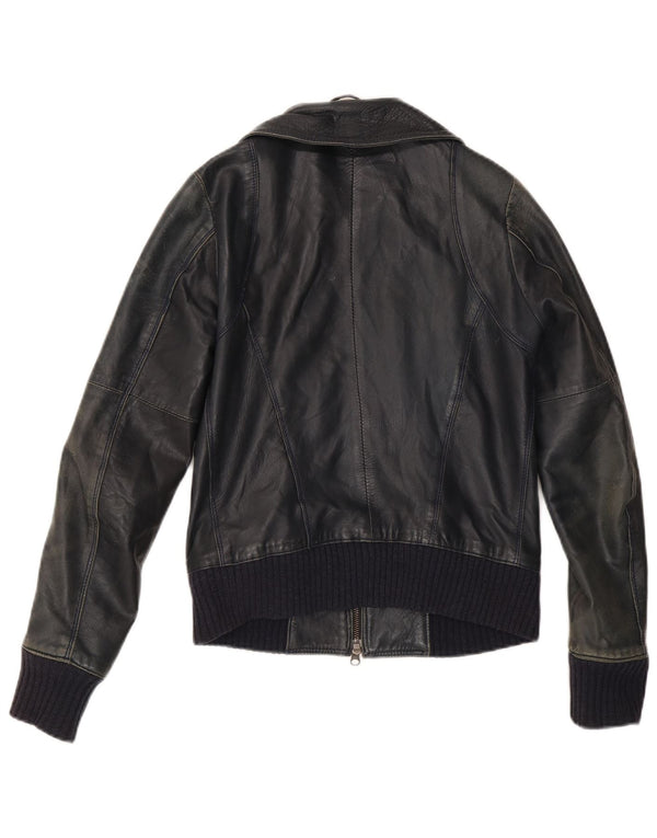 Vintage Damen Lederjacke IT 42 Mittelschwarzes Leder