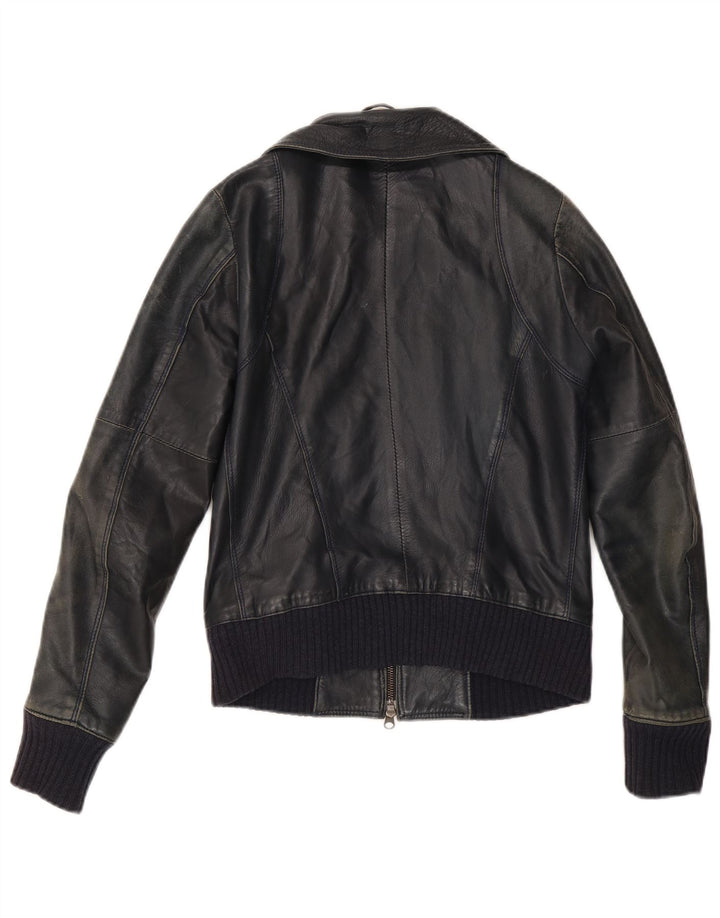 Chaqueta de cuero vintage para mujer IT 42 Cuero negro medio