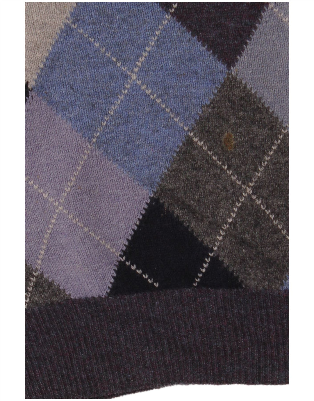 Marks & Spencer Mens V-Neck Jumper Sweater Medium Purple Argyle/Diamond