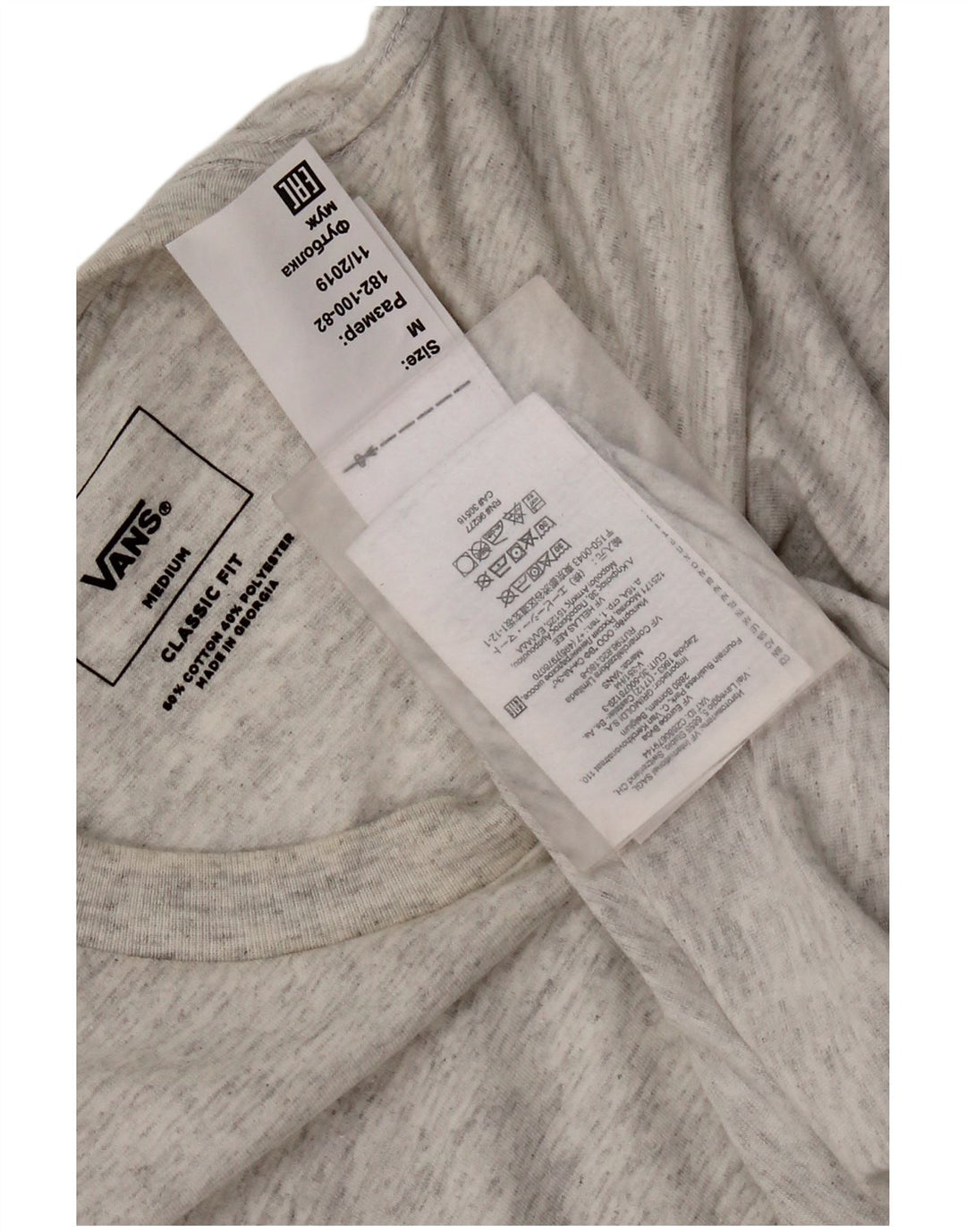Vans Mens Classic Fit T-Shirt Top Medium Grey Flecked Cotton