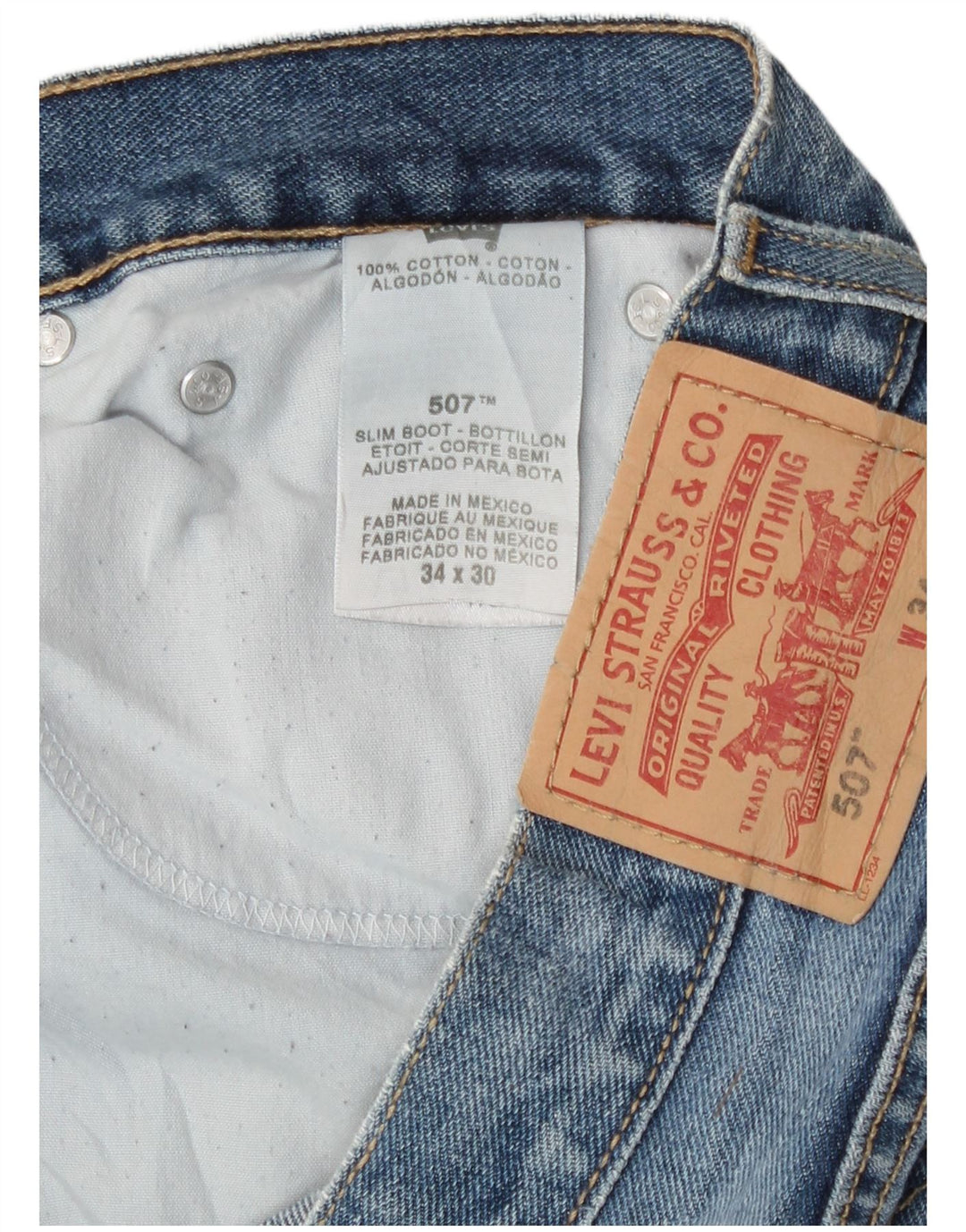 Levi's Mens 507 Slim Bootcut Jeans W34 L26 Blue Cotton