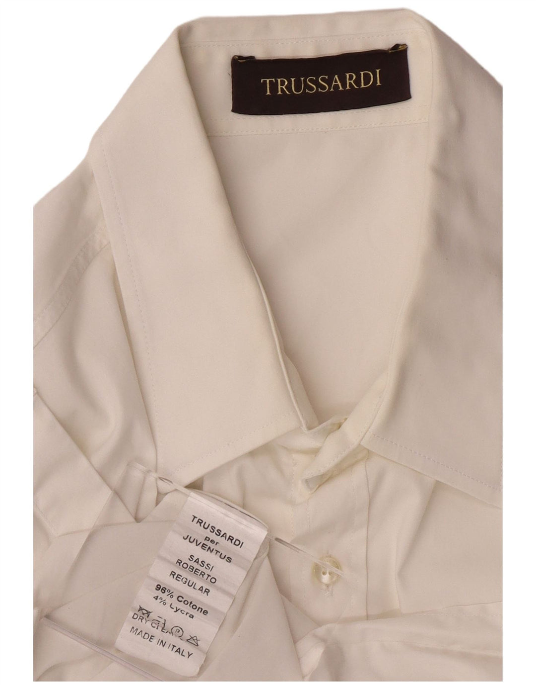 TRUSSARDI Мужская рубашка из хлопка среднего размера белого цвета