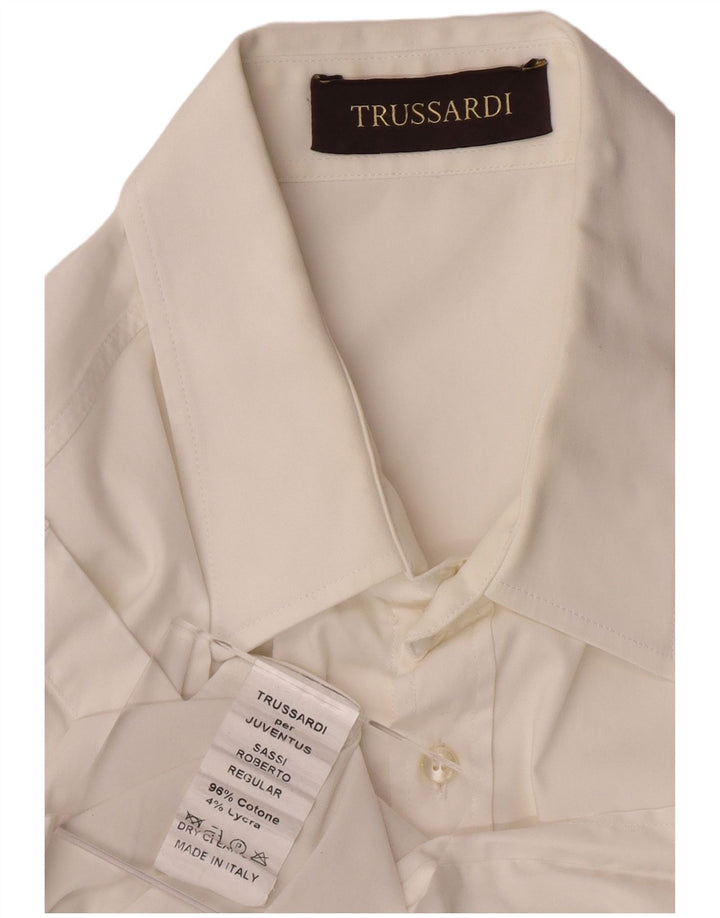 TRUSSARDI Мужская рубашка из хлопка среднего размера белого цвета